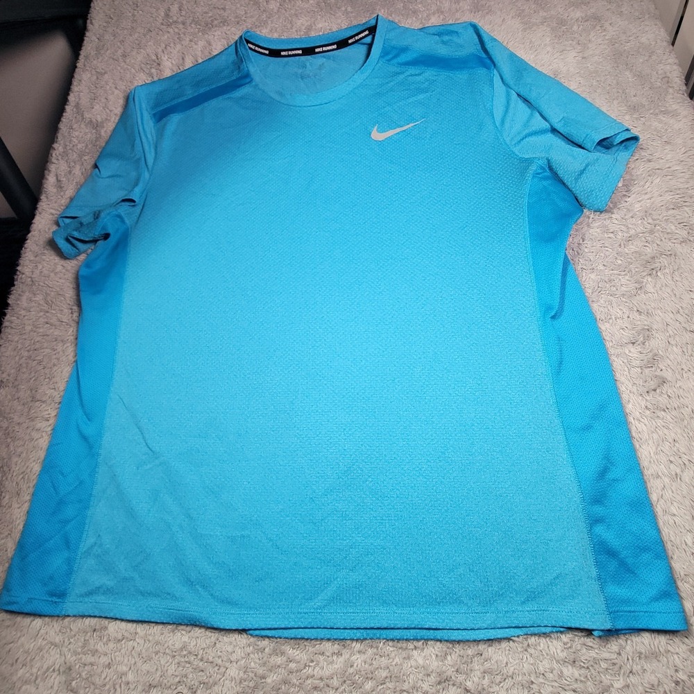 Nike Running Shirt Mens 2XL Blue Short Sleeve Dri-Fit Run Runner Running Men